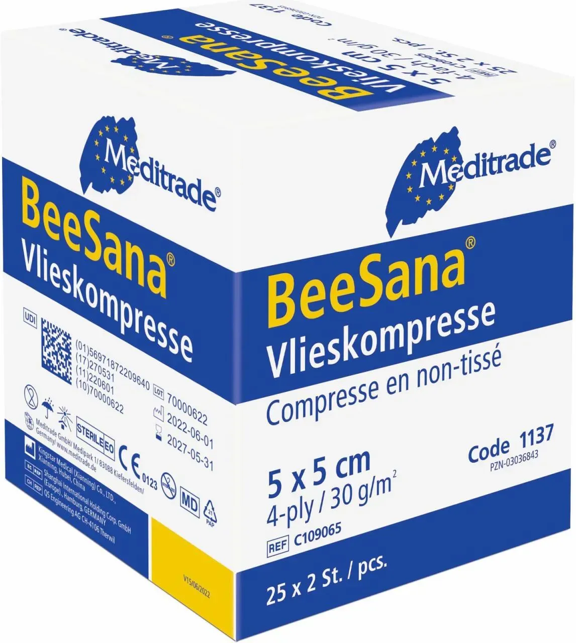 Meditrade® Vlies-Kompressen BeeSana® 5 cm x 5 cm