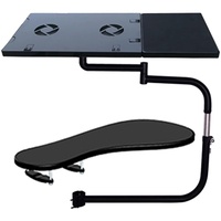 Laptoptisch Höhenverstellbar Stehpult mit Mausablage, Stuhl Arm KlemmstüTze, Tastatur Mauspad Laptophalter, Stainless Steel, ABS, Schwarz