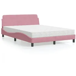 Bett mit Matratze Rosa 140x200 cm Samt