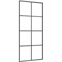 vidaXL Schiebetür Schwarz 90x205 cm ESG-Glas und Aluminium