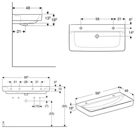 Geberit Renova Plan Doppelwaschtisch 100 x 48 cm 501883001