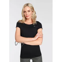 T-Shirt ARIZONA, Damen, Gr. 48/50, schwarz, Jersey, Obermaterial: 50% Baumwolle, 50% Modal, bestickt, unifarben, Basic, figurbetont hüftbedeckend, Kurzarm, Shirts, Kurzarm, figurbetont, Basic-Stil, aus Baumwollmischung