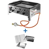 Edelstahl Gasbräter Gasgrill Gastrobräter Grill 3 Flammen + Grillrost-Set 3 Tlg.