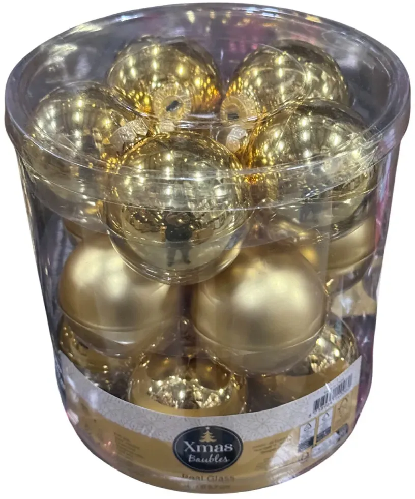 Weihnachtskugeln Glaskugeln Christbaumkugeln Echtglas Gold 15 Stk Ø 5,7 cm