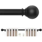 Gardinenstangen für Fenster, 122 cm bis 213 cm, Schwarz, moderne Kugel-Endstücke, Spleiß-Vorhangstangen, einzelne Gardinenstangen-Set mit Halterungen, 91,4-224,4 cm, kleine Gardinenstangen für