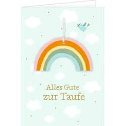 COPPENRATH 95116 Grußkarte - Alles Gute zur Taufe - Regenbogen hellblau