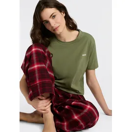 hugo underwear T-Shirt HUGO UNDERWEAR, Damen, Gr. S, dunkelgrün, Single Jersey, Obermaterial: 95% Baumwolle, 5% Elasthan, unifarben, regular fit normal, Rundhals, abgesteppte Kante, Shirts T-Shirt, mit rundem Ausschnitt, regular fit, toniges Markenlogo