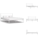 Bettgestell Weiß Metall 140×200 Cm - Metallbetten - Doppelbett - Weißes Bettgestell - Bettgestell 140x200 - Bettrahmen