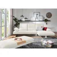 W.Schillig Ecksofa broadway, Designsofa mit tollem Sitzkomfort, Sitztiefenverstellung, Kopfteil- & Seitenteilverstellung, Breite 291cm weiß