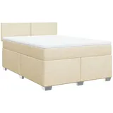 vidaXL Boxspringbett mit Matratze Creme 140x200 cm Stoff2105626
