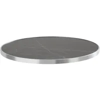 Oviala Montmartre Tischplatte, rund, Marmor, schwarz mit Umreifung, silberfarben, 60 cm