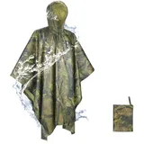 JIGOOPLEY Regenponcho Herren Jagd, Poncho Regencape Damen Wasserdicht Regenponcho Wandern Regenmantel mit Kapuze 4in1 Multifunktionales Regenjacken Campingdecke Leicht Atmungsaktiv Reisen Fahrrad - L