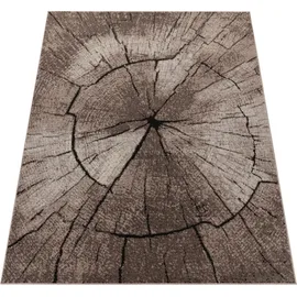 Paco Home Edler Designer Teppich Wohnzimmer Holzstamm Baum Optik Natur Grau Braun Beige 120x170 cm