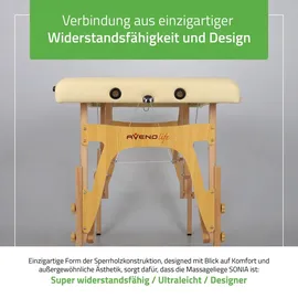 Habys Sonia 2 Zonen Massageliege, Klappbar aus Holz mit 165 | 60 cm, Belastung bis 250 kg - Beige