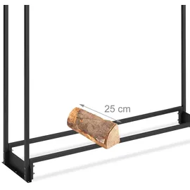 Relaxdays Kaminholzregal Eisen 110 x 29 x 110 cm mit Abdeckung Schwarz