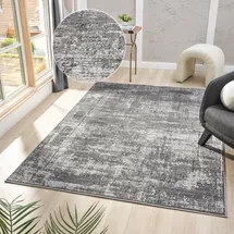 MY HOME Teppich MY HOME "Hamsa" Gr. 8, grau (dunkelgrau), B:300cm H:9mm L:400cm, Kunstfaser, Teppiche, Teppich, dezenter Glanz, Schrumpf-Garn-Effekt, im Vintage-Look, dichte Qualität