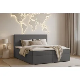 dein schlaf 24 BOXBETT LOFT IV 160/200 Cord Anthrazit mit Taschen-Federkernmatratzen 7 Zonen H4 - Dunkelgrau