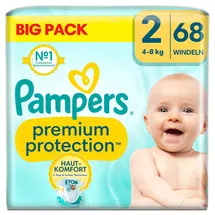 Pampers Pampers® Windeln premium protectionTM BIG PACK Größe Gr.2 (4-8 kg) für Neugeborene (0-3 Monate), 68 St.