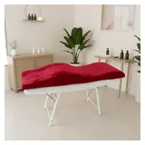 STM Company Massageliege Memory Foam Wellenmatratze für Kosmetikliege (180x60 cm / 190x70 cm, mit Veloursbezug), Anatomischer Lash Topper für Wimpern, PMU & Kosmetik rot 190x70 cm