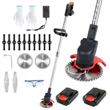 Wolketon Akku-rasentrimmer, Rasenkantenschneider (inkl. 2x 1.5ah Akkus Und Ladegerät), 2-in-1 Funktion Rasentrimmer, 18.000 U/min, 24v