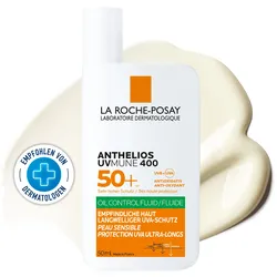 La Roche Posay Anthelios Uvmune 400 Oil Control Fluid Sonnenschutz für empfindliche Haut mit sehr hohem UV-Schutz LSF 50+. Für ölige Haut geeignet