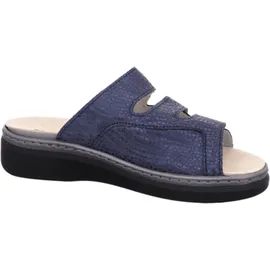ROHDE Damen Pantolette aus Veloursleder mit drei Klettverschlüssen Abano 5221, Größe:39 EU, Farbe:Blau - 39