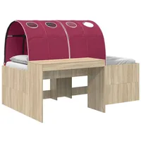 vidaXL Hochbett mit Schreibtisch 3 Stk. Eiche rot