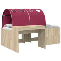 vidaXL Hochbett mit Schreibtisch 3 Stk. Eiche rot