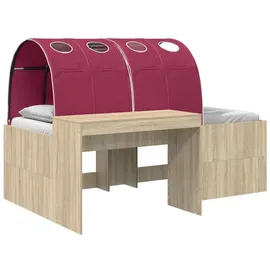 vidaXL Hochbett mit Schreibtisch 3 Stk. Eiche rot