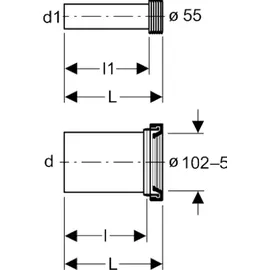Geberit Anschlussgarnitur d 90mm, 185mm, f WWC, PE/PP, mattchr.