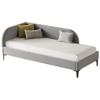 OKWISH Polsterbett Kinderbett Tagesbett Schlafsofa Daybett Einzelbett (mit Lattenrost und hautfreundlichem Samtstoff, 90 x 200 cm), ohne Matratze grau