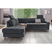 Ecksofa SIT & MORE "Pablo L-Form" Sofas Gr. B/H/T: 233cm x 78cm x 196cm, Luxus-Microfaser ALTARA NUBUCK, Ottomane links, ohne Bettfunktion, grau (dunkelgrau) wahlweise mit Bettfunktion