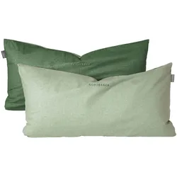 Kissenhüllen SCHIESSER "Doubleface aus weicher Baumwolle mit edlem Melangeeffekt in Wendeoptik", grün, B:40cm L:80cm, Renforcu00e9, Renforcu00e9, Bitte beachten Sie, dass die Farben auf Ihrem Monitor von den Originalfarbtönen abweichen können., Kissenbezüge, Made in Green