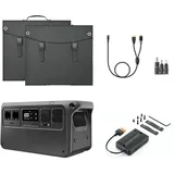 DJI Power 1000 V2 Tragbare Powerstation 1024Wh, mit 2 x 100 W faltbarem Solarpanel, DC5521 Female auf Anderson 30A/XT60 Female Adapter, DC 3-in-1 Adapter, 1x MPPT, Off-grid für Camping & Wohnmobile.
