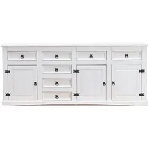 VCM ebuy24 New Mexico Sideboard mit 7 Schubladen und 3 Türen Weiss Gewachst