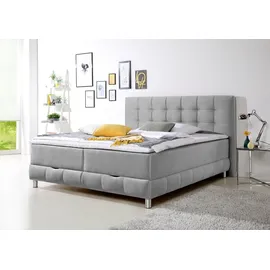 Home Affaire Boxbett Vaasa, inkl. Bettkasten & Topper, XXL-Ausführung, Überlänge 220 cm grau|silberfarben 174 cm x 210 cm