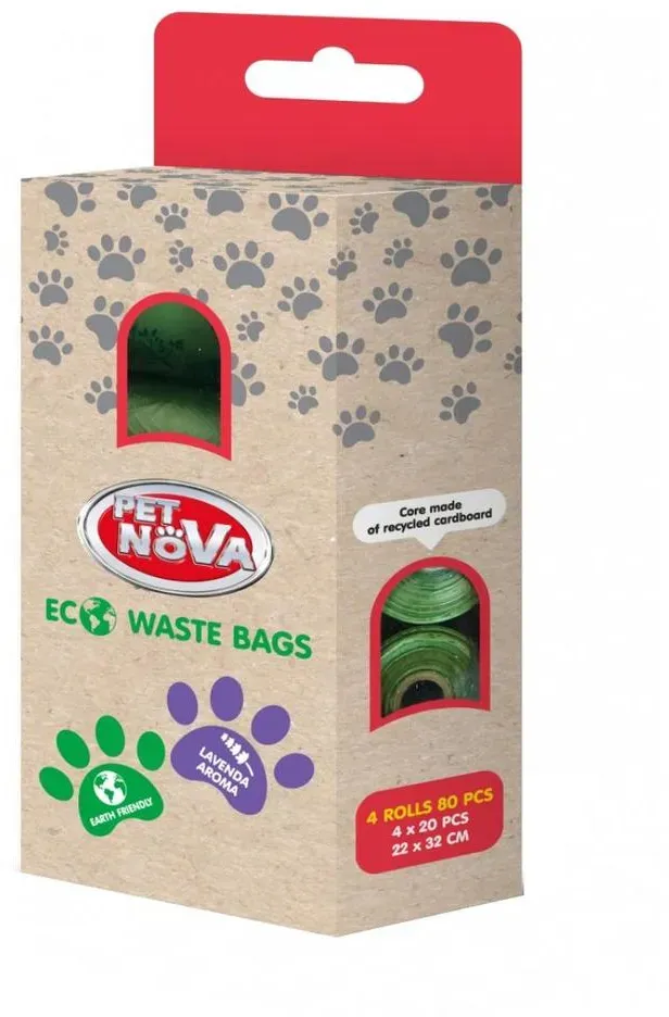 PET NOVA Pet Nova Biologisch abbaubare Fäkaliensäcke 4x20Stück - 22x32cm