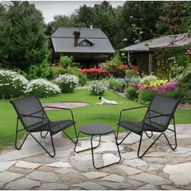 AMBIANCE Gartenmöbelset, Tisch mit Stühlen - Schwarz