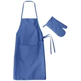 Städter 256033 Kinderschürze, Handschuh Set Blau Backzubehör, Baumwolle