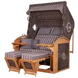 deVries PURE® Strandkorb deVries PURE® Sailor XL - PE stone grey - Dessin 235, BxTxH: 135x90x165 cm, Halblieger, Ostsee-Strandkorb, feines Teakholz - inkl. Rückholfeder und Schutzhülle grau