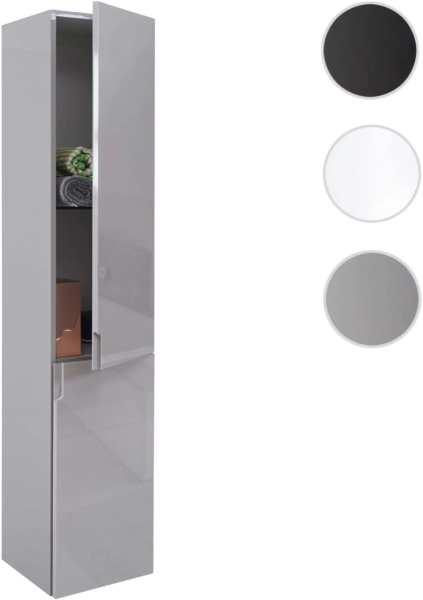 Hängeschrank HWC-B19, Midischrank Hochschrank Badezimmer Badmöbel, hochglanz 150x30cm ~ grau