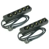 2 x G-L-T 5-Fach Mehrfachsteckdose schwarz Steckdosenleiste, Steckplätze 45 Grad gedreht, Kabel 1,4m, Steckerleiste