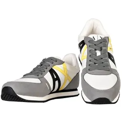 AX ARMANI EXCHANGE Herren Sneaker Low - Schnür-Schuh, Retro, Logo, 41-46 Neutral Grey/Off White EU 42