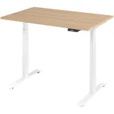 kompatible Ware Base Lite elektrisch höhenverstellbarer Schreibtisch eiche rechteckig, T-Fuß-Gestell weiß 120,0 x 80,0 cm