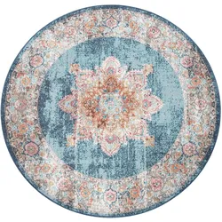 Teppich »Torres 275«, rund, 8 mm Höhe, Kurzflor, Orient-Optik, Vintage Design, In- und Outdoor geeignet, 66696813-0 blau 8 mm
