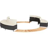 Whirlpool-Umrandung Schwarz Poly-Rattan und Massivholz Akazie - Poolzubehör modernem Design 82885009