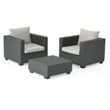 KETER Allibert Salta Balkonmöbel Set in Anthrazit – Stilvolle Rattan-Optik für Garten & Balkon - Grau
