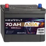 HeyVolt Asia Autobatterie 12V 70Ah 630A/EN Starterbatterie, absolut wartungsfrei, Pluspol Links