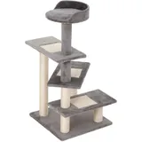 PawHut Kletterbaum Katzenbaum Spielbaum Katzenkratzbaum Treppe 5 Schichte Beige Grau 48,5 x 48,5 x 100 cm (LxBxH)