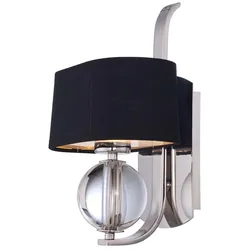 Wandlampe Leuchte Wohnzimmerleuchte LED Glas Leinenstoff Bettleuchte schwarz